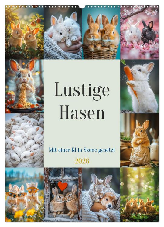 Produktbild: Lustige Hasen (Wandkalender 2026 DIN A2 hoch), CALVENDO Monatskalender