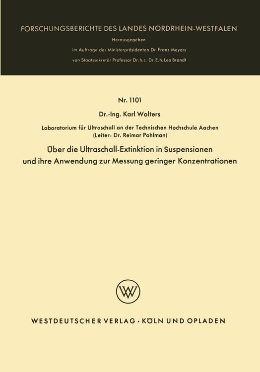 Produktbild: &Uuml;ber die Ultraschall-Extinktion in Suspensionen und ihre Anwendung zur Messung geringer Konzentrationen