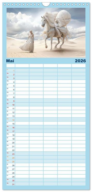 Produktbild: Familienplaner 2026 - Surrealismus trifft Pferdefans mit 5 Spalten (Wandkalender, 21 x 45 cm) CALVENDO