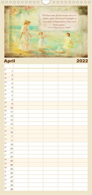 Produktbild: Poetische Romantik - Familienplaner hoch (Wandkalender 2022 , 21 cm x 45 cm, hoch)