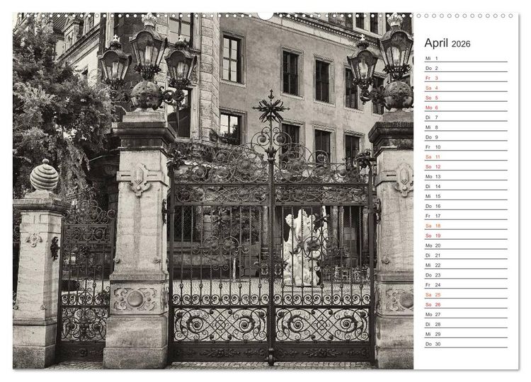 Produktbild: Dresden Schwarz-Wei&szlig; (Wandkalender 2026 DIN A2 quer), CALVENDO Monatskalender