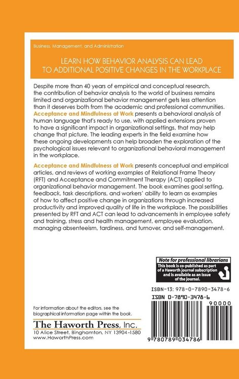 Produktbild: Acceptance and Mindfulness at Work