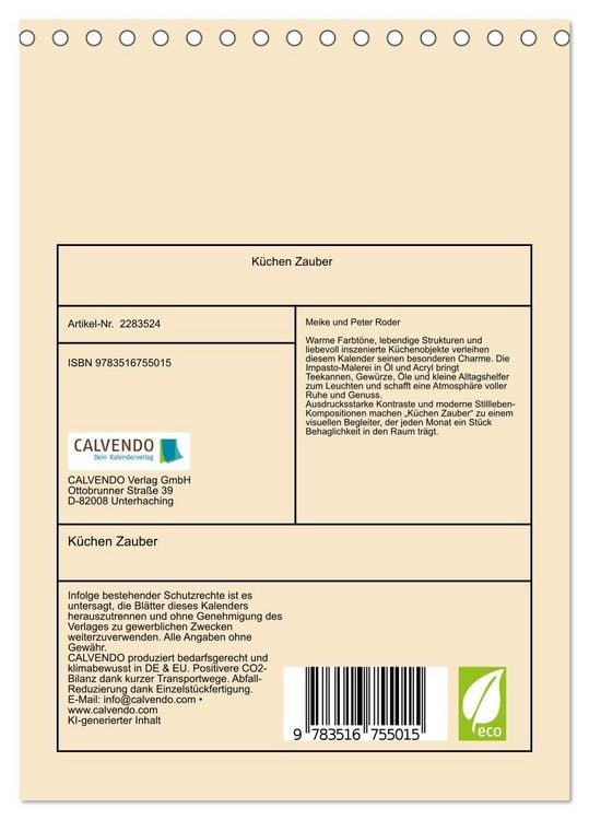 Produktbild: K&uuml;chen Zauber (Tischkalender 2027 DIN A5 hoch), CALVENDO Monatskalender
