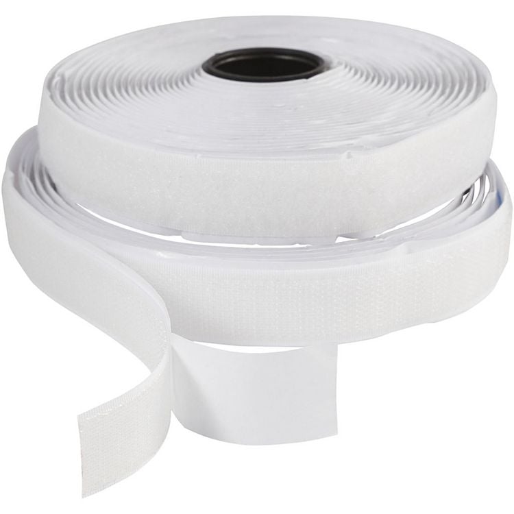 Produktbild: Creativ Company Klettband Haken & &Ouml;sen, selbstklebend, B 20 mm, Wei&szlig;, 5 m, 1 Rolle