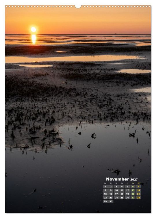 Produktbild: Westerhever - Wattwanderung in den Sonnenuntergang (hochwertiger Premium Wandkalender 2027 DIN A2 hoch), Kunstdruck in Hochglanz