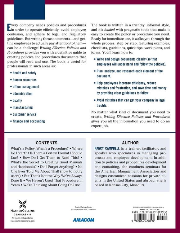 Produktbild: The Writing Effective Policies and Procedures