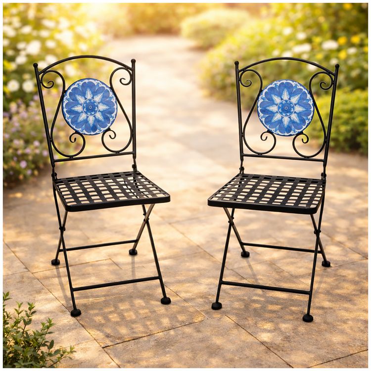 Produktbild: HTI-Living Gartenstuhl Marocco blau 2er Set Gartenstuhl Marocco blau 2er Set