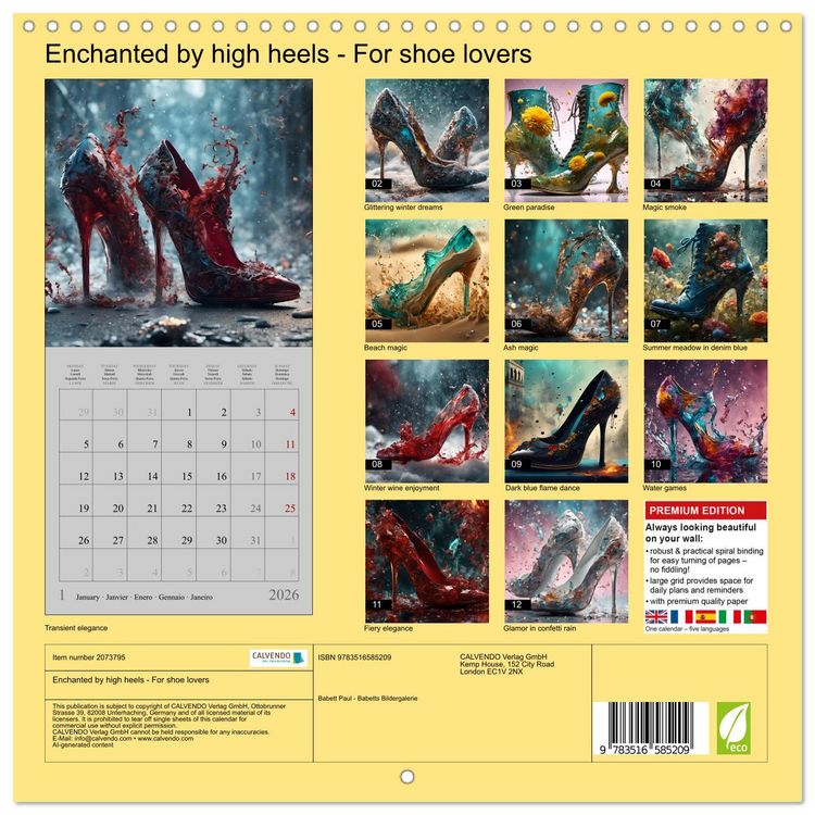 Produktbild: Enchanted by high heels - For shoe lovers (Wall Calendar 2026 12 &times; 12 Inch) CALVENDO 12 Month Wall Calendar