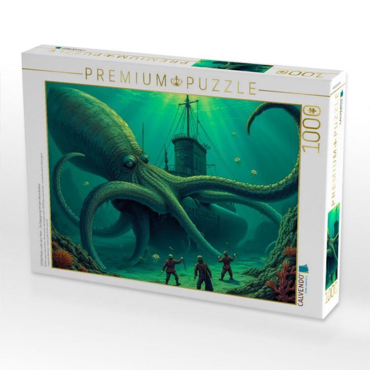 Produktbild: CALVENDO Puzzle 20.000 Meilen unter dem Meer - Die Begegnung mit dem Riesenkraken | 1000 Teile Lege-Gr&ouml;&szlig;e 64x48cm Foto-Puzzle f&uuml;r gl&uuml;ckliche Stunden
