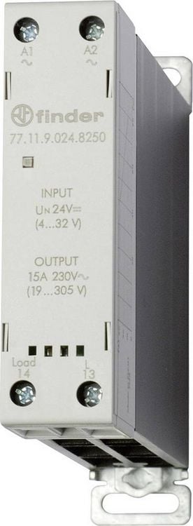 Produktbild: Finder Halbleiterrelais 77.11.9.024.8250 15 A Schaltspannung (max.): 305 V/AC Nullspannungsschaltend 1 St.
