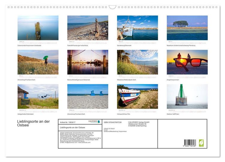 Produktbild: Lieblingsorte an der Ostsee (Wandkalender 2026 DIN A2 quer), CALVENDO Monatskalender