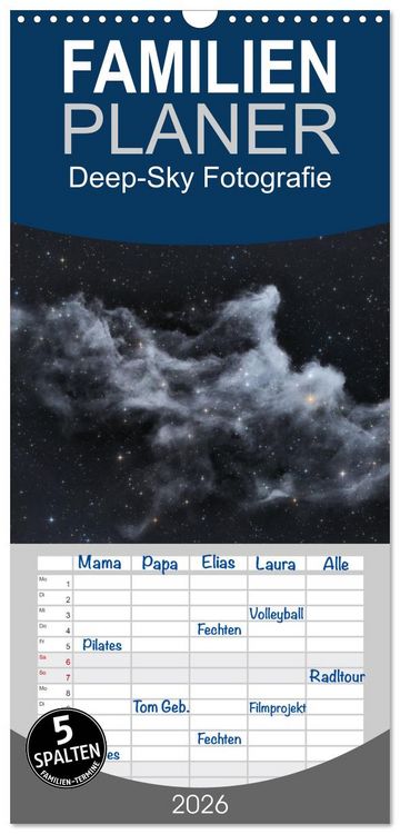 Produktbild: Familienplaner 2026 - Deep-Sky Fotografie mit 5 Spalten (Wandkalender, 21 x 45 cm) CALVENDO
