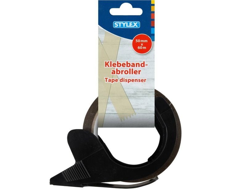 Produktbild: Stylex Paket-Klebebandabroller, Abroller inkl. 1 Rolle, braunes Klebeband, 50 mm x 66 m