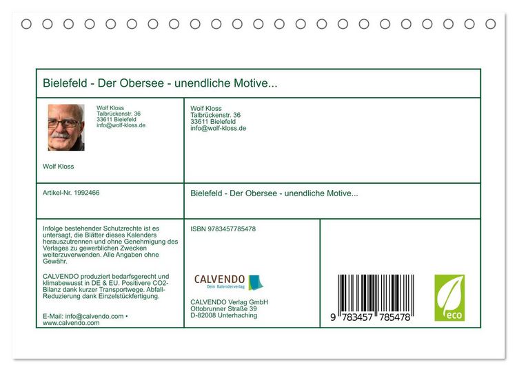 Produktbild: Bielefeld - Der Obersee - unendliche Motive... (Tischkalender 2026 DIN A5 quer), CALVENDO Monatskalender