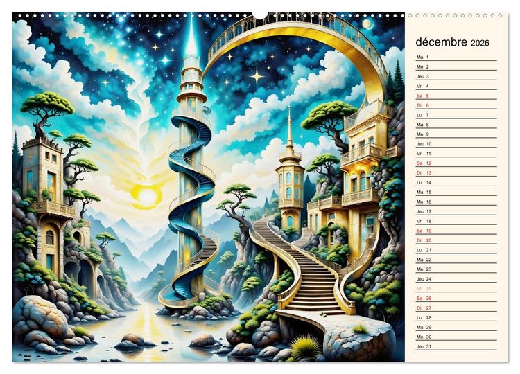 Produktbild: Sentiers magiques (Calendrier mural 2026 DIN A2 vertical) calendrier de bureau