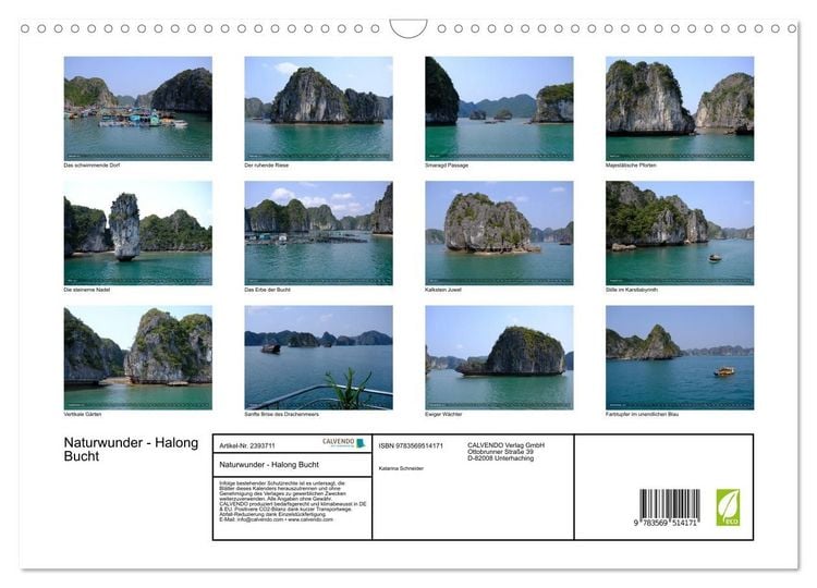 Produktbild: Naturwunder - Halong Bucht (Wandkalender 2027 DIN A3 quer), CALVENDO Monatskalender