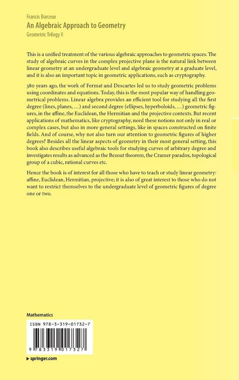 Produktbild: An Algebraic Approach to Geometry