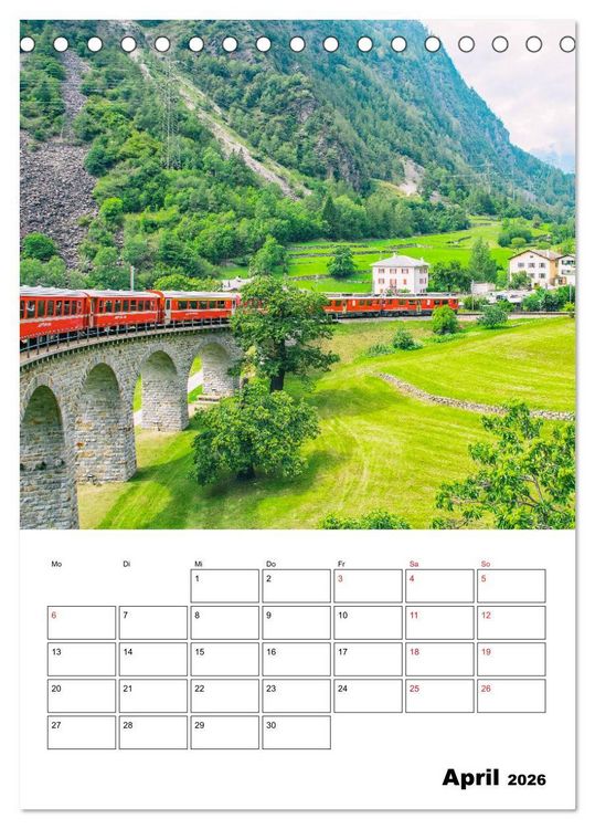 Produktbild: Rh&auml;tische Bahn - aussichtsreiches Bahnerlebnis (Tischkalender 2026 DIN A5 hoch), CALVENDO Monatskalender