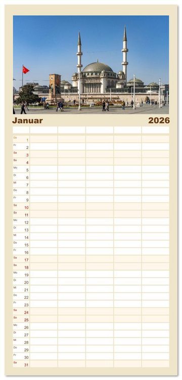 Produktbild: Familienplaner 2026 - Istanbul - Faszination Moschee mit 5 Spalten (Wandkalender, 21 x 45 cm) CALVENDO