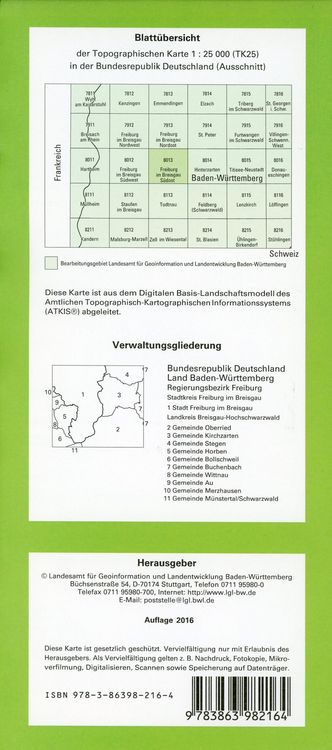 Produktbild: Freiburg im Breisgau S&uuml;dost 1 : 25 000