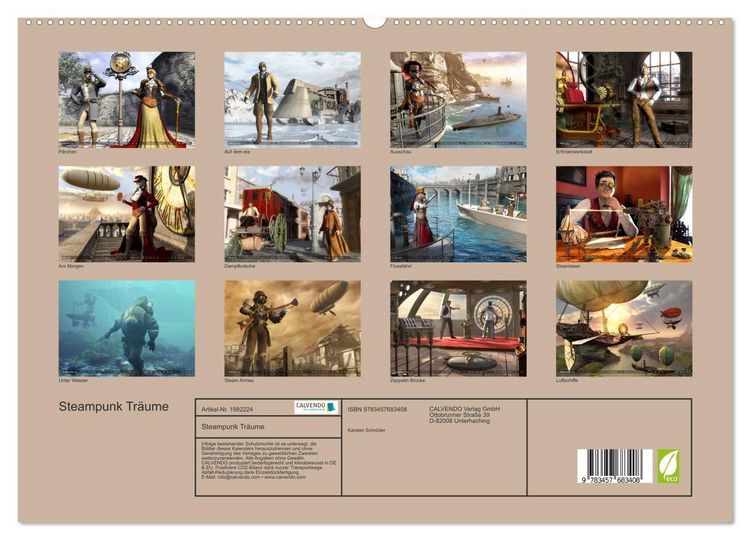 Produktbild: Steampunk Tr&auml;ume (hochwertiger Premium Wandkalender 2026 DIN A2 quer), Kunstdruck in Hochglanz