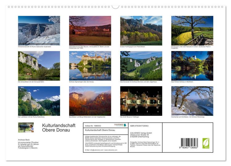 Produktbild: Kulturlandschaft Obere Donau (hochwertiger Premium Wandkalender 2026 DIN A2 quer), Kunstdruck in Hochglanz