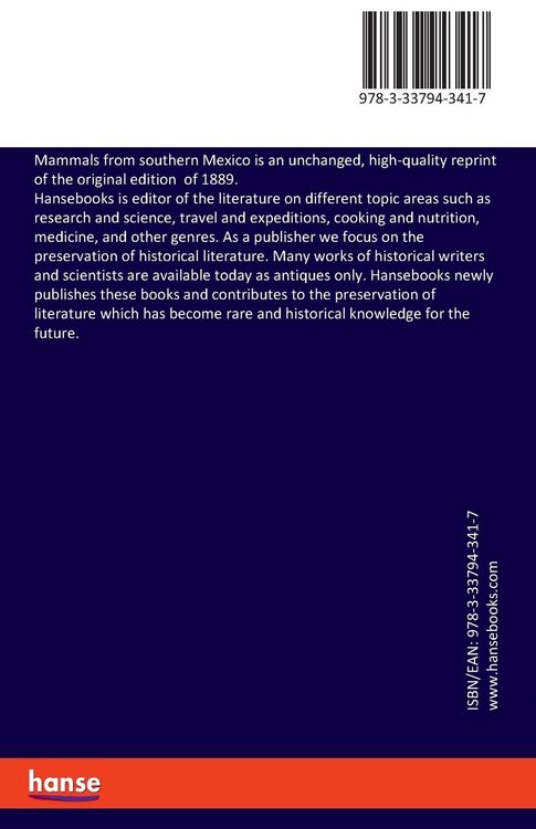 Produktbild: Mammals from southern Mexico