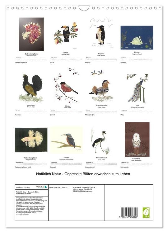Produktbild: Nat&uuml;rlich Natur - Gepresste Bl&uuml;ten erwachen zum Leben (Wandkalender 2026 DIN A3 hoch), CALVENDO Monatskalender