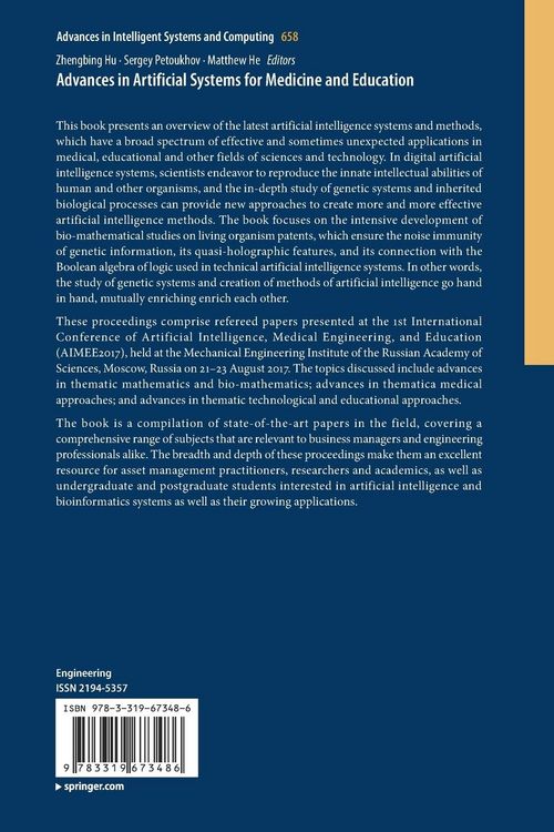 Produktbild: Advances in Artificial Systems for Medicine and Education