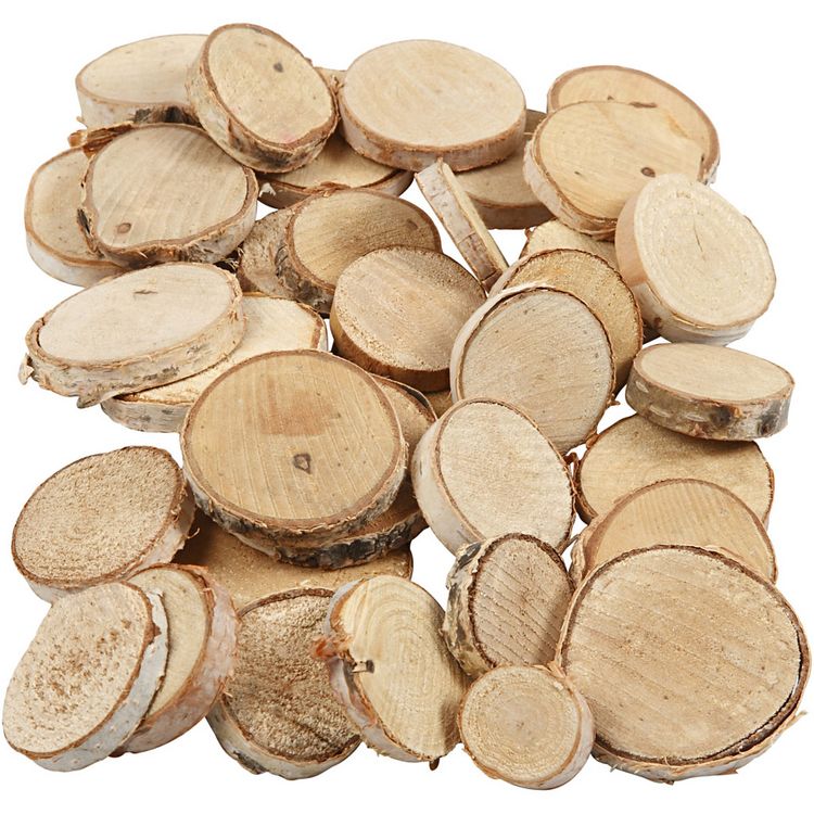 Produktbild: Creativ Company Holzscheiben - Sortiment, D 25-45 mm, Dicke 7 mm, 600 g