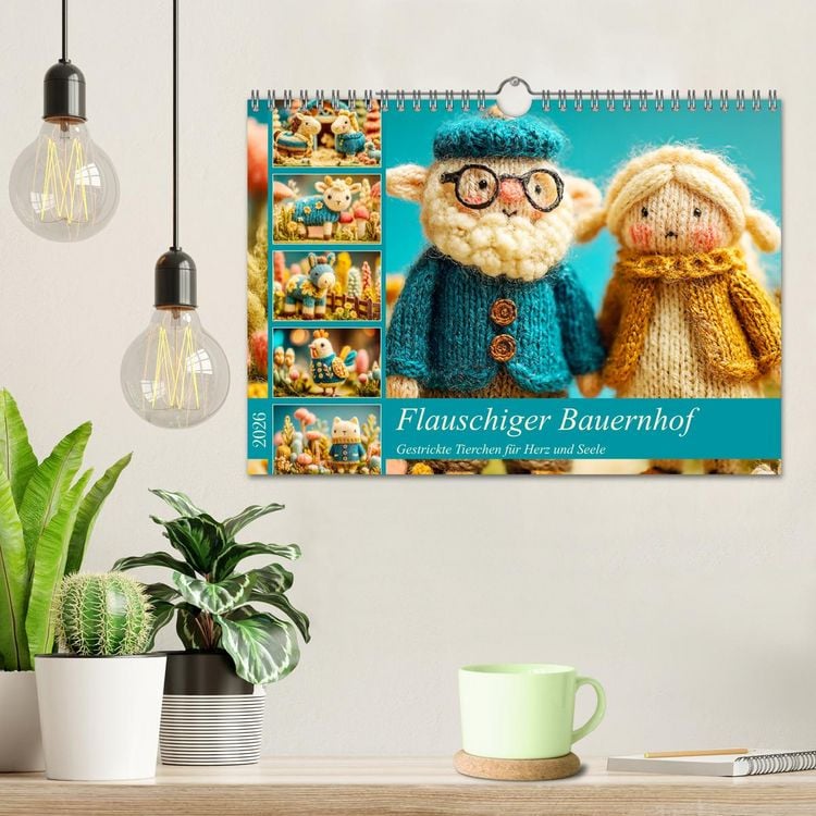 Produktbild: Flauschiger Bauernhof. Gestrickte Tierchen f&uuml;r Herz und Seele (Wandkalender 2026 DIN A4 quer), CALVENDO Monatskalender