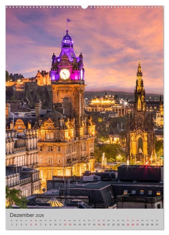 Produktbild: EDINBURGH Historisches Stadtherz (hochwertiger Premium Wandkalender 2026 DIN A2 hoch), Kunstdruck in Hochglanz