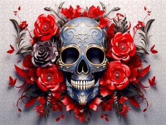 Produktbild: CALVENDO Puzzle Ein Motiv aus dem Kalender Skull Flower - Totenkopf ART | 1000 Teile Lege-Gr&ouml;&szlig;e 64x48cm Foto-Puzzle f&uuml;r gl&uuml;ckliche Stunden