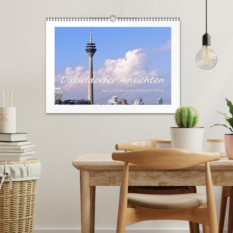 Produktbild: D&uuml;sseldorfer Ansichten mit Zitaten von Heinrich Heine (Wandkalender 2026 DIN A3 quer), CALVENDO Monatskalender