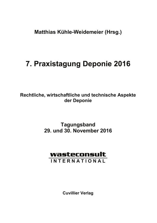 Produktbild: 7. Praxistagung Deponie 2016