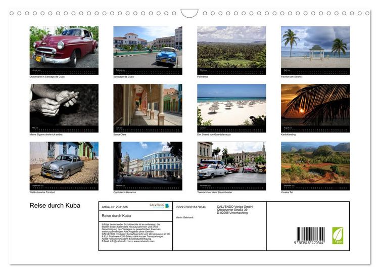 Produktbild: Reise durch Kuba (Wandkalender 2026 DIN A3 quer), CALVENDO Monatskalender