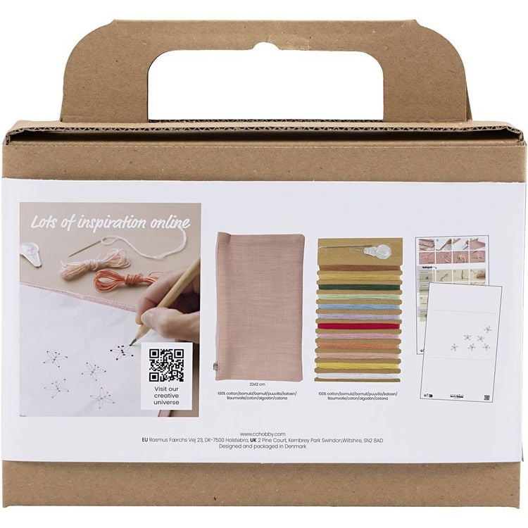 Produktbild: Creativ Company DIY Sets Sticken & Nadelstanzen Mini Kreativ Set Sticken, Staubros&eacute;, Clutch, Kreativ Box