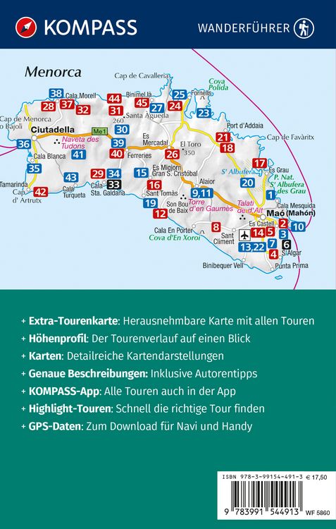 Produktbild: KOMPASS Wanderf&uuml;hrer Menorca, 45 Touren mit Extra-Tourenkarte