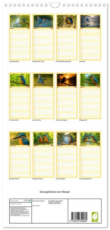Produktbild: Familienplaner 2026 - Eisvogeltr&auml;ume am Wasser mit 5 Spalten (Wandkalender, 21 x 45 cm) CALVENDO