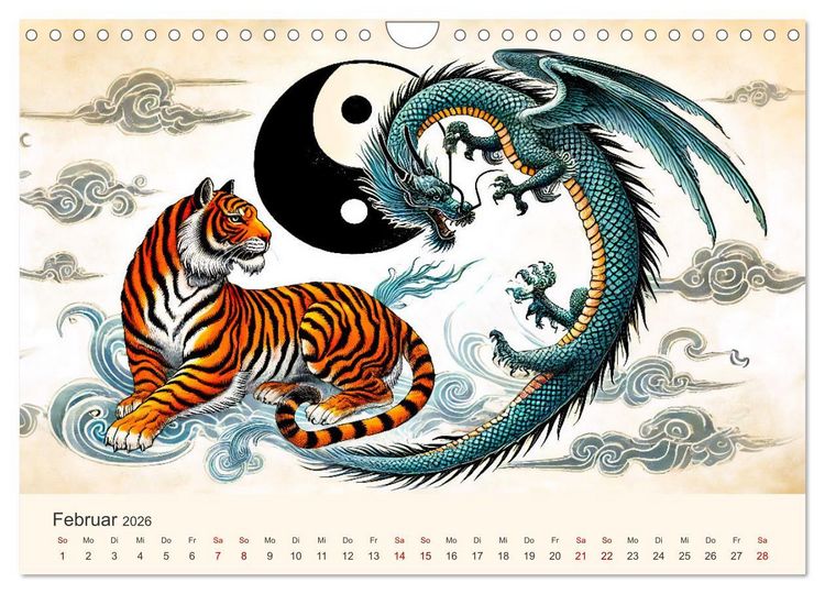 Produktbild: Yin und Yang der Wesen - Asiatische Mythen im Gleichgewicht (Wandkalender 2026 DIN A4 quer), CALVENDO Monatskalender