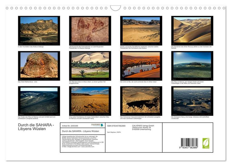 Produktbild: Durch die SAHARA - Libyens W&uuml;sten (Wandkalender 2026 DIN A3 quer), CALVENDO Monatskalender