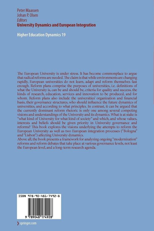 Produktbild: University Dynamics and European Integration