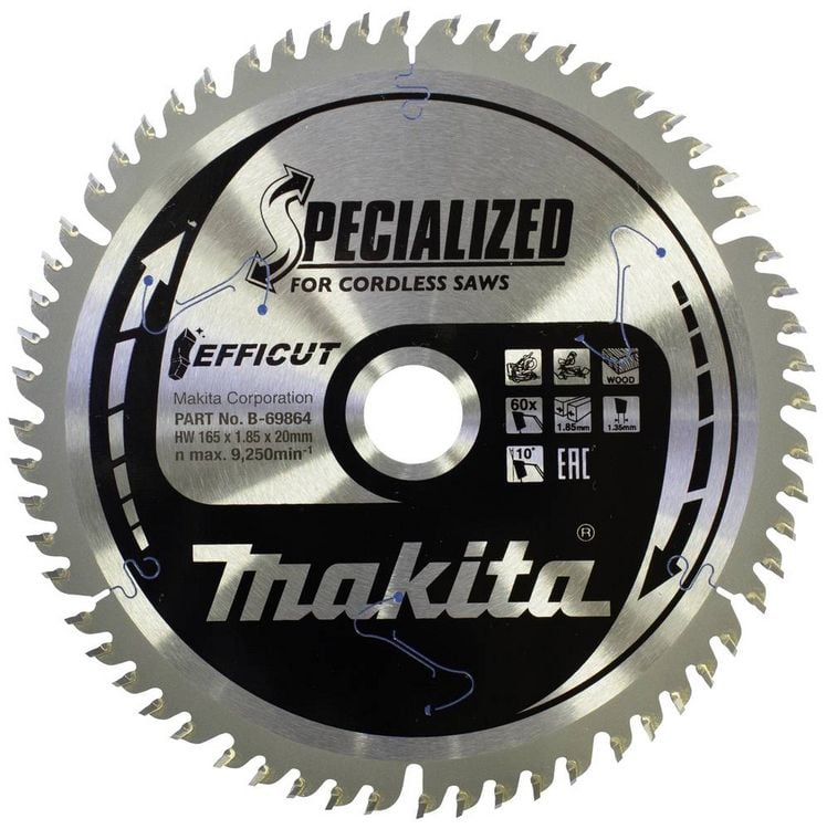 Produktbild: Makita B-69864 Kreiss&auml;geblatt 165 x 20 x 1.85mm Z&auml;hneanzahl: 60 1St.