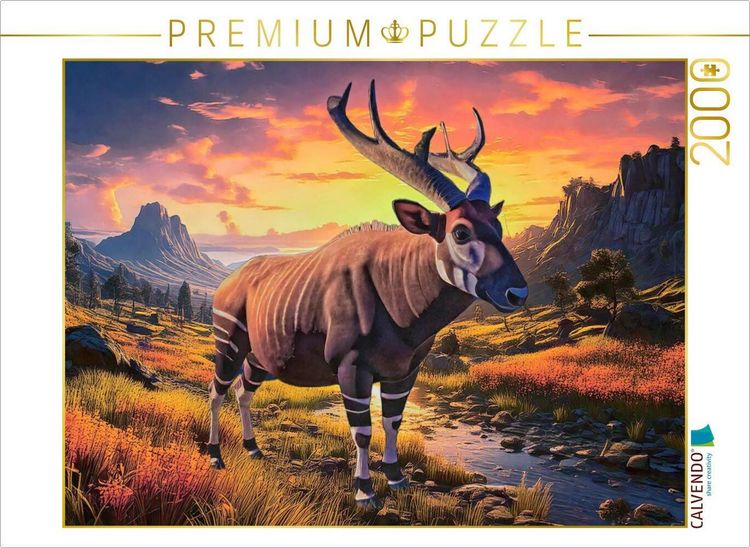 Produktbild: CALVENDO Puzzle Die bis zu 3 Meter gro&szlig;e Rindergiraffe (Sivatherium) ist vor etwa 8000 Jahren ausgestorben. | 2000 Teile Lege-Gr&ouml;&szlig;e 90x67cm Foto-Puzzl