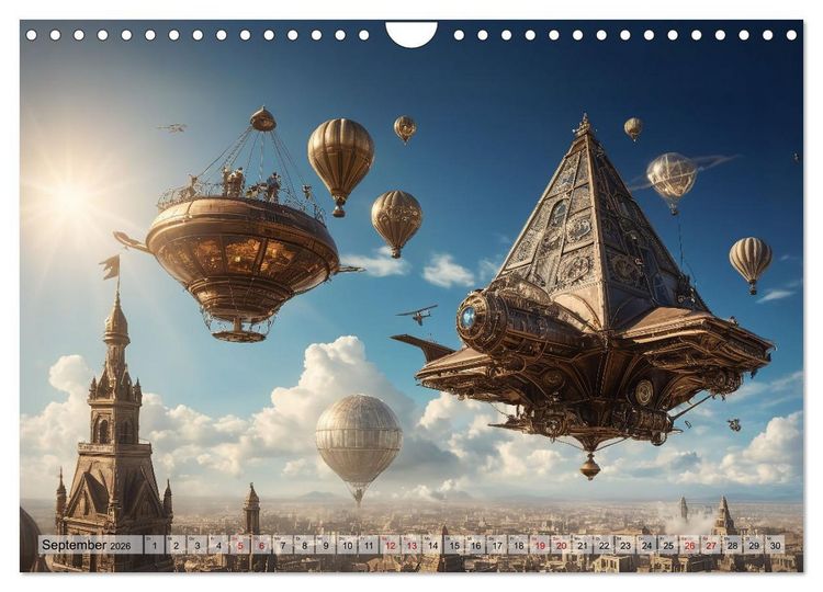 Produktbild: Steampunk - fantastische Flugger&auml;te (Wandkalender 2026 DIN A4 quer), CALVENDO Monatskalender