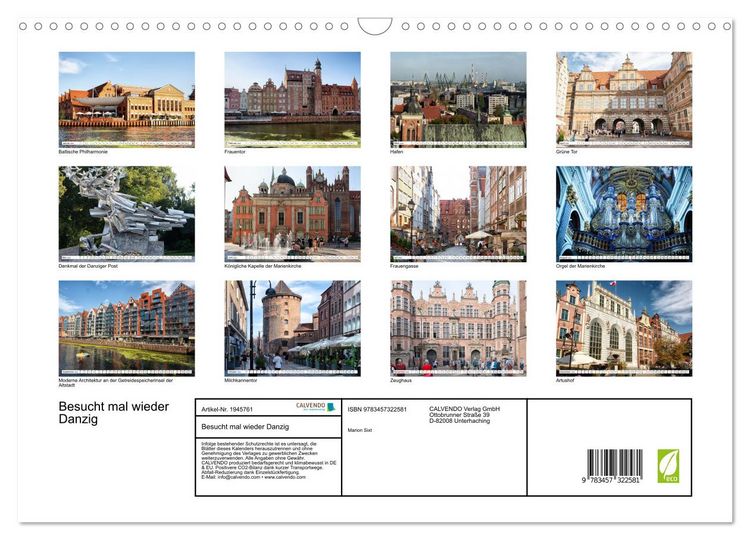 Produktbild: Besucht mal wieder Danzig (Wandkalender 2026 DIN A3 quer), CALVENDO Monatskalender