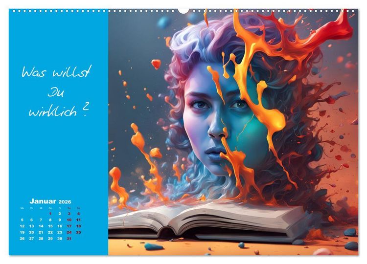 Produktbild: KI Mut - Trau Dich und stell Dir die richtige Frage (hochwertiger Premium Wandkalender 2026 DIN A2 quer), Kunstdruck in Hochglanz