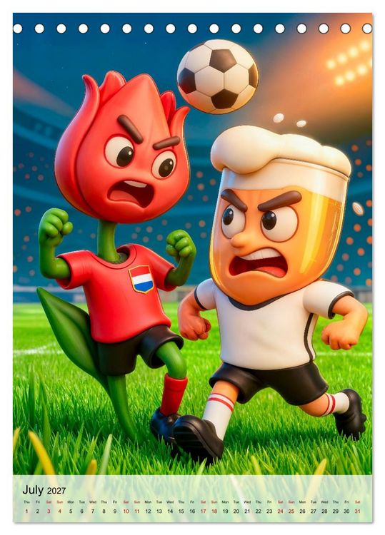 Produktbild: Funny Food Football - Creative Sports Characters (Desk Calendar 2027 DIN A5 portrait), CALVENDO 12 Month DeskCalendar
