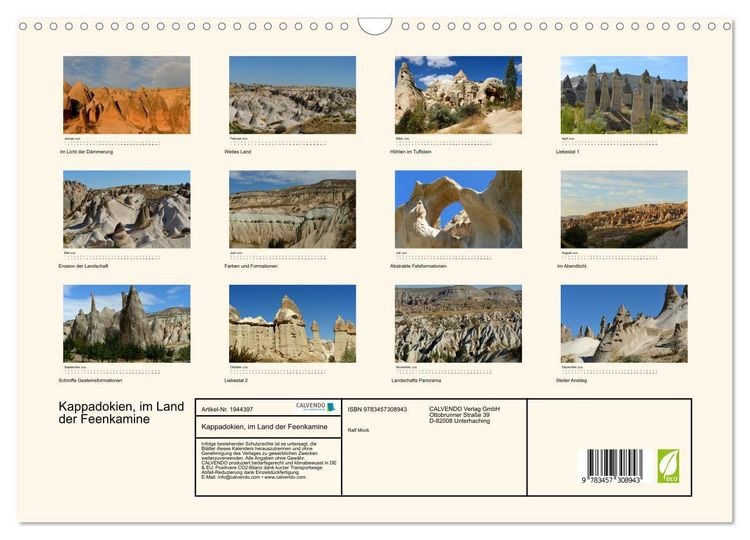 Produktbild: Kappadokien, im Land der Feenkamine (Wandkalender 2026 DIN A3 quer), CALVENDO Monatskalender