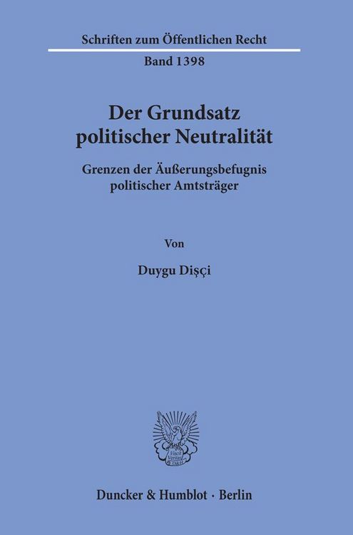Produktbild: Der Grundsatz politischer Neutralit&auml;t.
